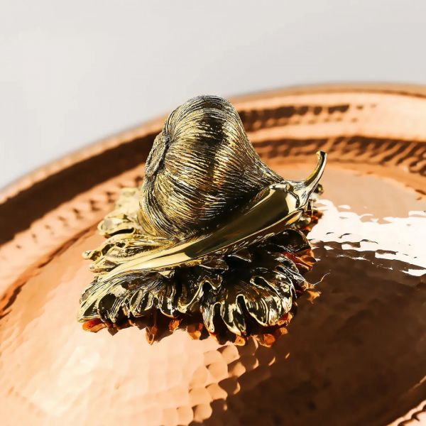 Сотейник медный 1.5 л с крышкой кованый с лужением 'Чеснок'