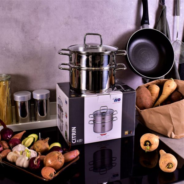 Пароварка со стеклянной крышкой, 2 предмета (2 л и 1.6 л), 18 см, Citrin ELO