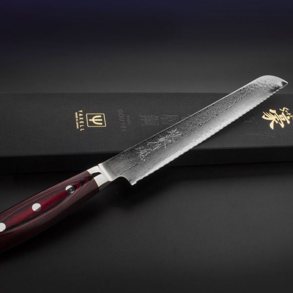 Нож кухонный для хлеба 23 см, Pankiri, дамасская сталь, GOU 161, YA37108, YAXELL