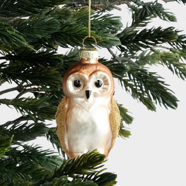 Игрушка елочная 5х8 см, стекло, Сова, New year
