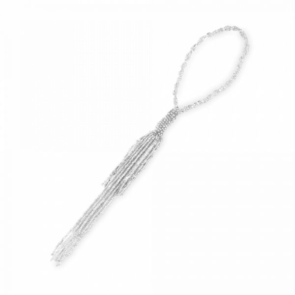 Игрушка елочная 10 см, бисер, серебристая, Кисточка, New year