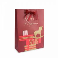Пакет подарочный 30х42 см, бумага, красный, Подарки, Bright horse
