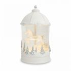 Снежный фонарь 20 см, с подсветкой, пластик, белый, Лошадь под куполом, Horse