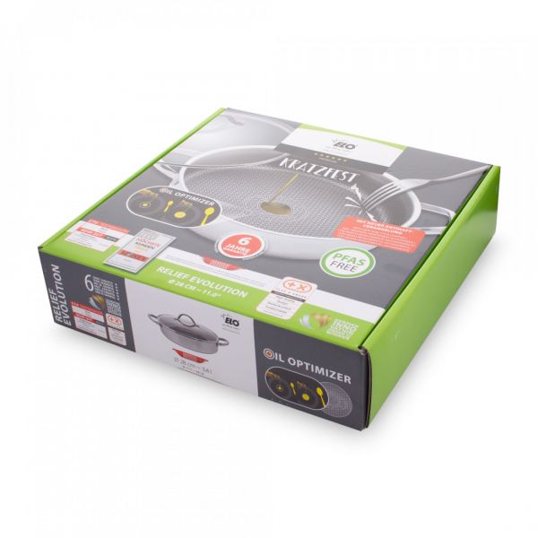 Сотейник с антипригарным покрытием и стеклянной крышкой 28 см, 3.6 л, нержавеющая сталь, Relief, 35428, ELO