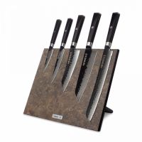 Набор кухонных ножей 5 шт на магнитной подставке, Black Damascus, HC/HEXA-0415-SET-2, HEIMCUT