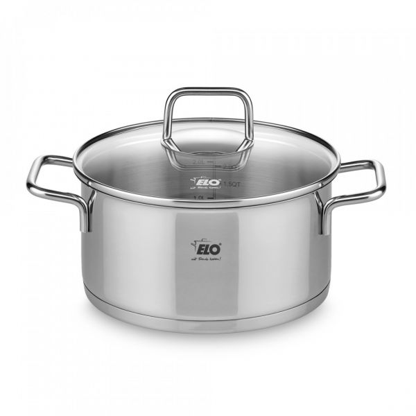 Набор посуды 8 предметов: 3 кастрюли, 1 ковш, 1 ковш для молока, 3 стеклянные крышки, Citrin ELO