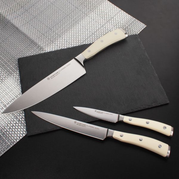 Набор из 3-х кухонных ножей поварская тройка, Ikon Cream White, 1120460303, WUESTHOF