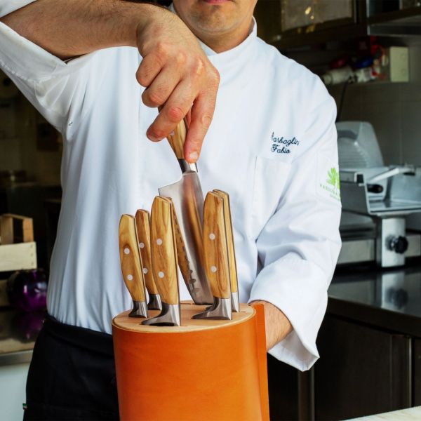 Набор кухонных ножей 5 шт, в дизайнерской подставке из бука, Amici, 1091370501, WUESTHOF