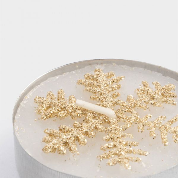 Свеча чайная 5 см, 3 шт, золотистая, Снежинка, New year
