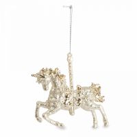 Игрушка елочная 13х12 см, пластик, шампань, Лошадь, New year