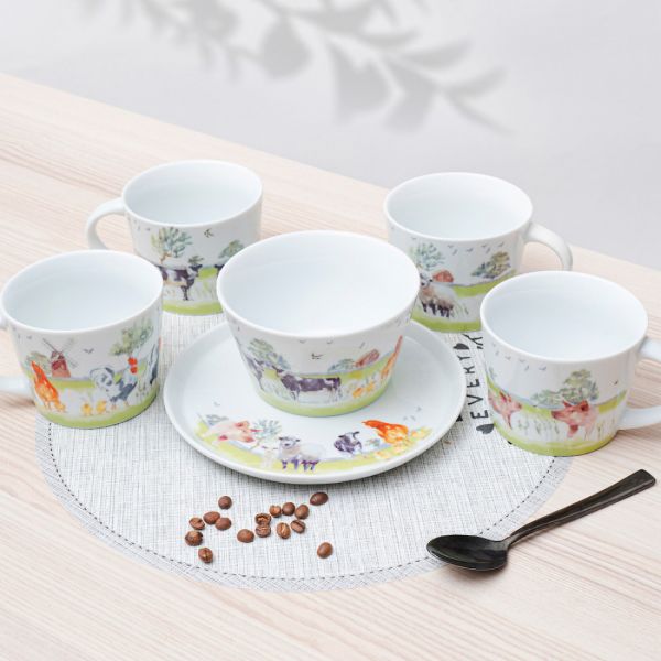 Тарелка десертная «Сельскохозяйственные животные» 20 см, фарфор, белый, 11 4 20A 2696, KOENITZ