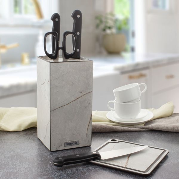 Подставка для кухонных ножей, универсальная, 12x24 см, мраморный Грейс, композитный материал, Fashion, PDN120435KL6, ComposeEat