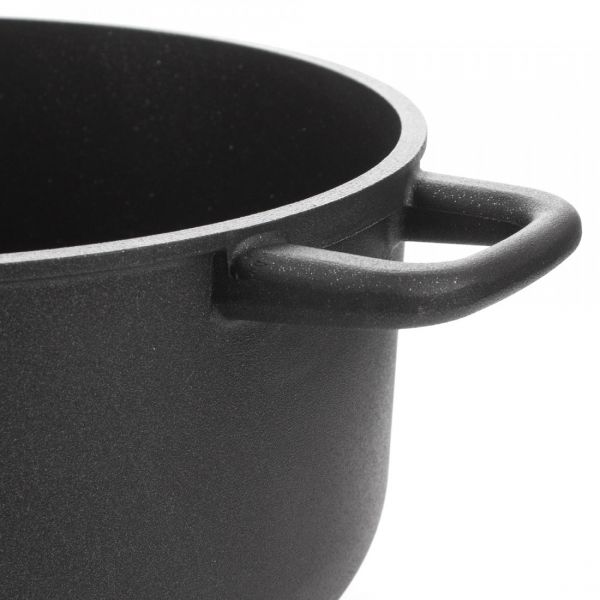 Кастрюля для индукционных плит с антипригарным покрытием 24 см, 5.3 л, литой алюминий с алмазным порошком, черный, Diamant Plus, 415.24, OLYMPIA