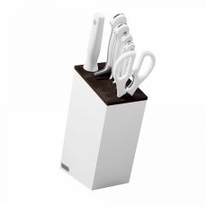 Набор из 4-х кухонных ножей в дизайнерской подставке + ножницы и мусат, White Classic, WUESTHOF, Золинген