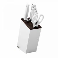 Набор из 4-х кухонных ножей в дизайнерской подставке + ножницы и мусат, White Classic, WUESTHOF, Золинген