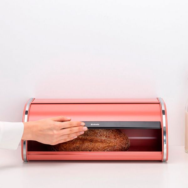 Хлебница со сдвигающейся крышкой 44.5x26.2x17.3 см, нержавеющая сталь, пластик, терракотовый, Roll Top BRABANTIA