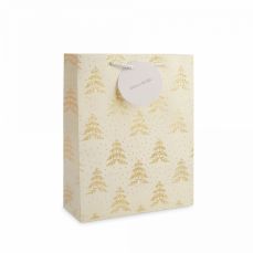 Пакет подарочный 26х32 см, бумага, серый, Золотистые елки, Fir