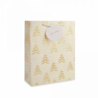Пакет подарочный 26х32 см, бумага, серый, Золотистые елки, Fir