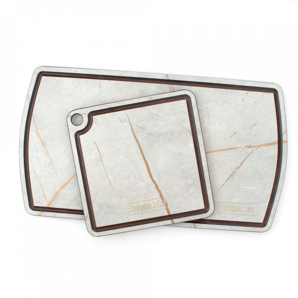Доска для сервировки с желобом, 37x21 см, мраморный Грейс, композитный материал, Fashion, DSJ37210435KL6, ComposeEat