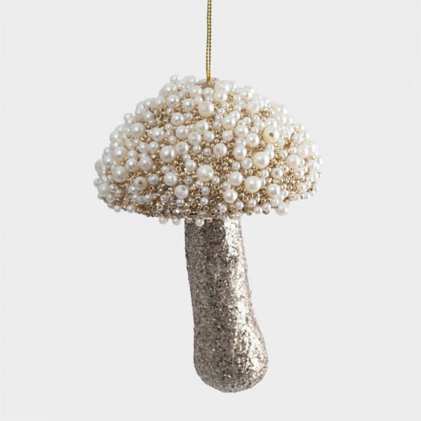 Игрушка елочная 13 см, пластик, шампань, Гриб, New year
