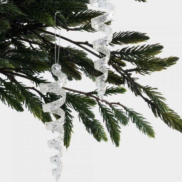 Игрушка елочная 15 см, 2 шт, стекло, серебристая, Сосулька, New year
