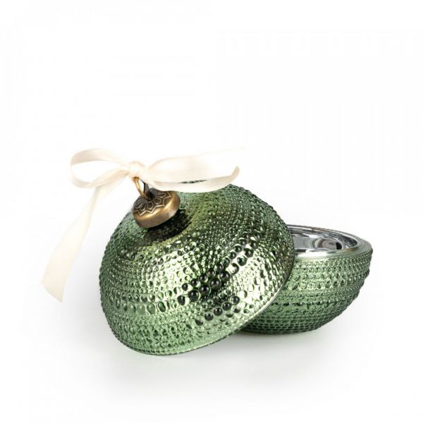 Шкатулка Шар, 13х11 см, 180 мл, стекло Р/металл, зеленая, Сhristmas time
