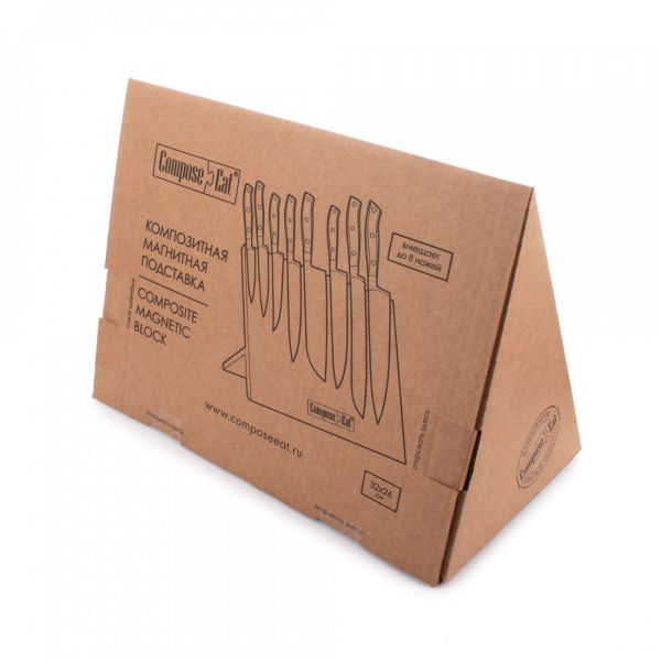 Подставка магнитная для 8 кухонных ножей, 32х26 см, темное дерево, композитный материал, Magneto, MPDN92033OA12, ComposeEat