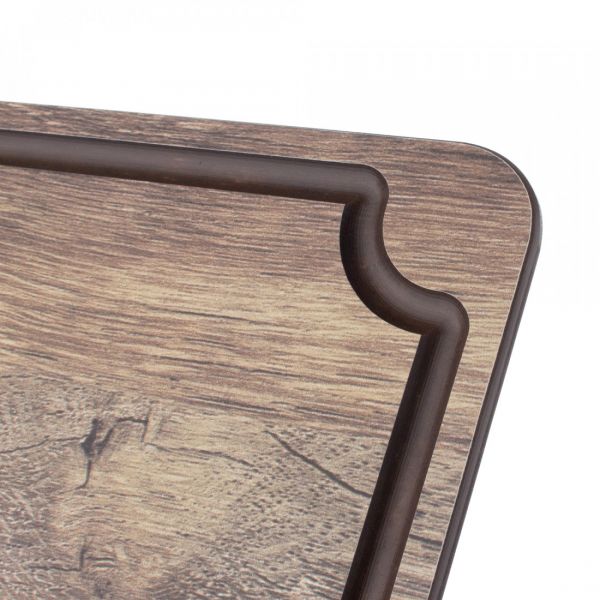 Доска для сервировки и нарезки с желобом 24x24 см, дуб мореный, композитный материал, Surface, DSJ2400634KL6, ComposeEat