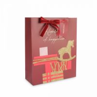 Пакет подарочный 26х32 см, бумага, красный, Подарки, Bright horse