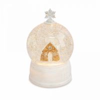 Снежный фонарь 19 см, с подсветкой, пластик, белый, Дом в шаре, Townlet