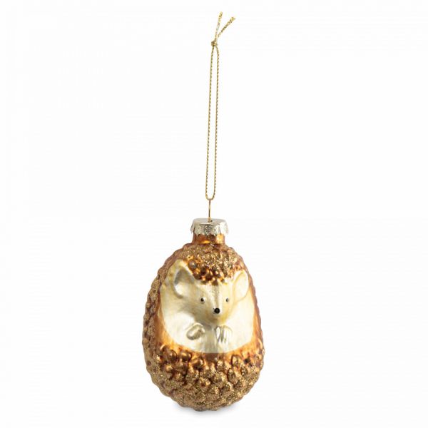 Игрушка елочная 6x9 см, стекло, коричневый, Ежик, New year

