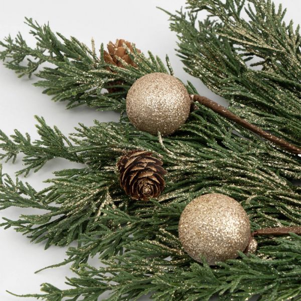 Композиция декоративная 55 см, пластик/пенопласт, Золотые шары, Interior natural
