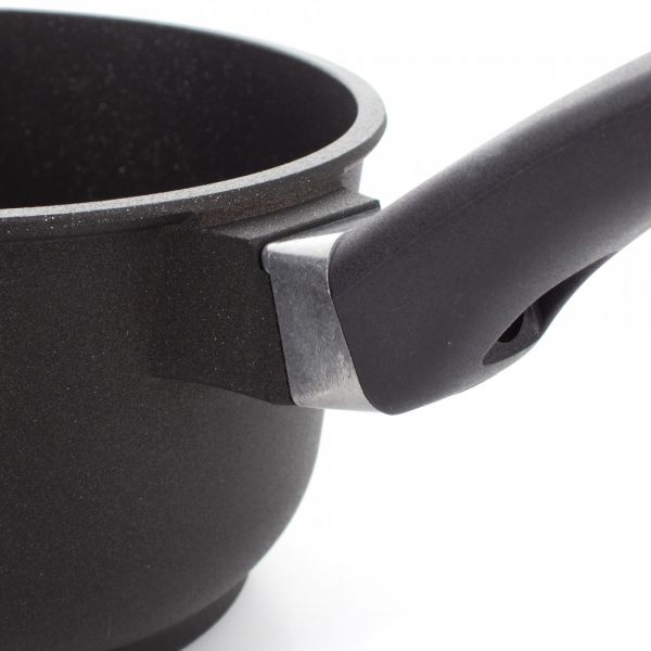 Ковш для индукционных плит с антипригарным покрытием 16 см, 1.9 л, литой алюминий с алмазным порошком, черный, Diamant Plus, 415.16, OLYMPIA