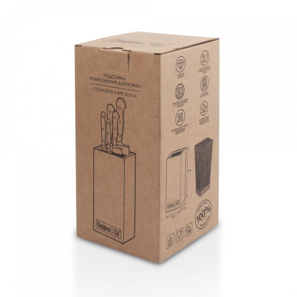 Подставка универсальная для кухонных ножей, 12х12х24 см, порфир кремовый, композитный материал, Fashion, PDN120433KL6, ComposeEat