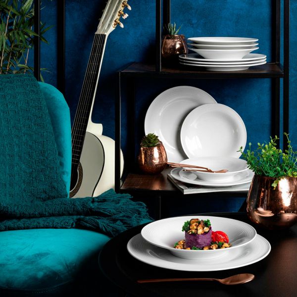 Набор столовой посуды на 4 персоны, 16 предметов, белый фарфор, Beat, 00003DS16, SELTMANN