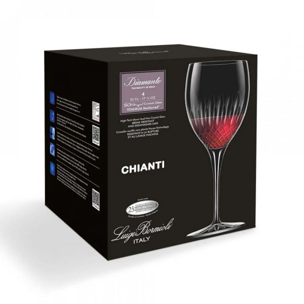 Набор из 4 бокалов для красных вин CHIANTI 520 мл, бессвинцовый хрусталь, Diamante, A12757G1002AA01, LUIGI BORMIOLI