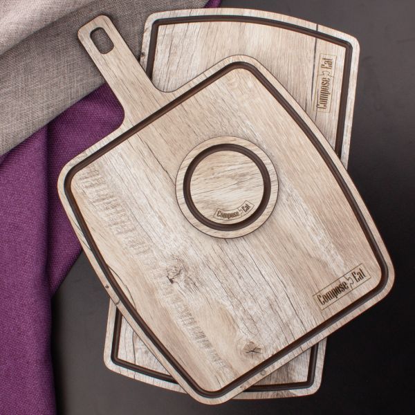 Доска сервировочная с ручкой, с желобом, 36х25см, дуб светлый, Fashion ComposeEat