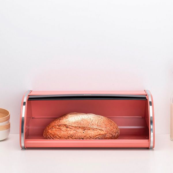 Хлебница со сдвигающейся крышкой 44.5x26.2x17.3 см, нержавеющая сталь, пластик, терракотовый, Roll Top BRABANTIA