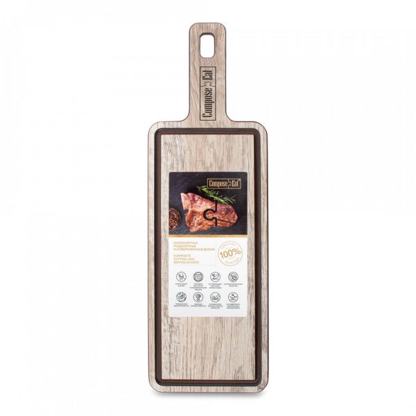 Доска композитная с желобом для сервировки и подачи, 36х12см, дуб светлый, ProFashion ComposeEat