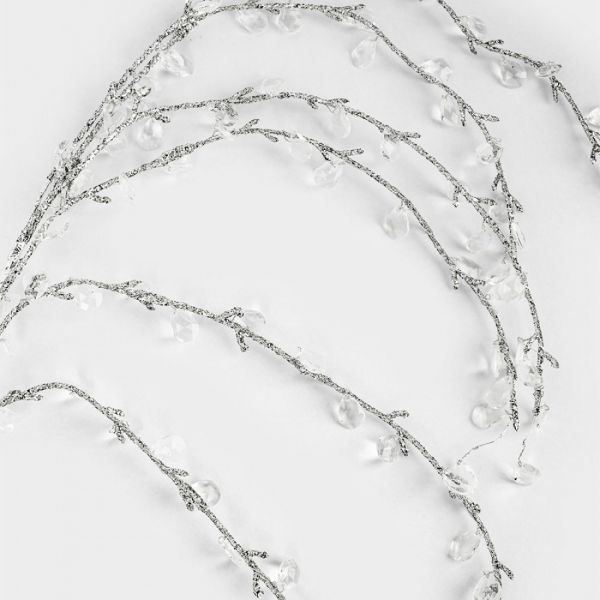 Ветка декоративная 1,1 м, акрил/бумага, серебристая, Кристальная ива, Event
