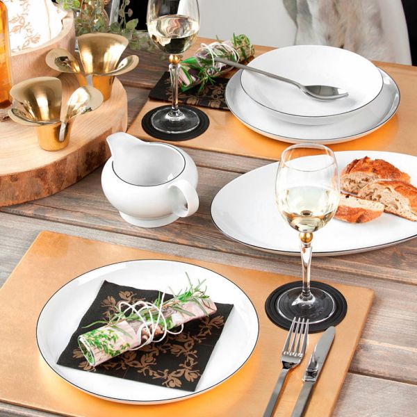 Сервиз обеденный на 6 персон, 20 предметов, фарфор, Lido Black Line, 10826DS20 round, SELTMANN