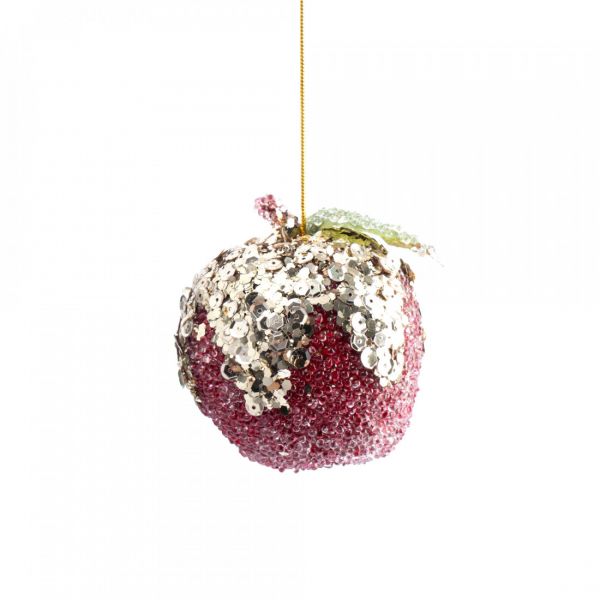 Игрушка елочная 11 см, пенопласт/пластик, красная, Яблоко, New year
