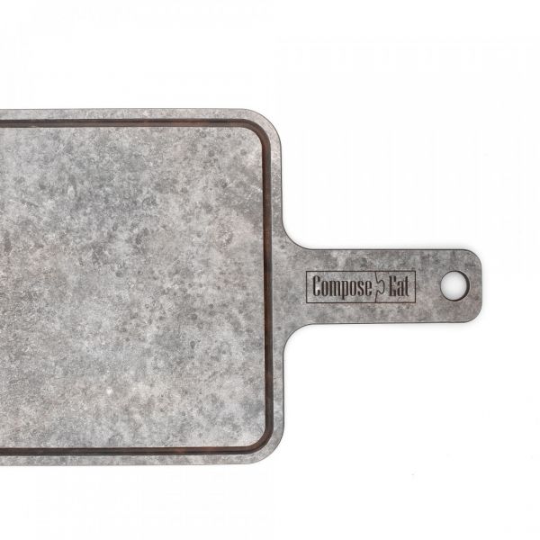 Доска разделочная композитная с ручкой, с желобом 33x18 см, мрамор серый, Everyday ComposeEat