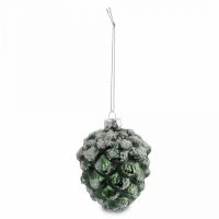 Игрушка елочная 10 см, стекло, зеленая, Шишка, New year