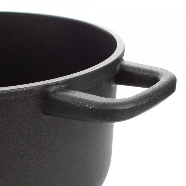 Кастрюля для индукционных плит с антипригарным покрытием 20 см, 3.5 л, литой алюминий с алмазным порошком, черный, Diamant Plus, 415.20, OLYMPIA