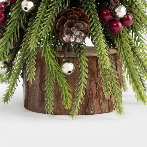 Ель искусственная 29 см, полиэтилен/пенопласт, Шишки и ягоды, Interior natural
