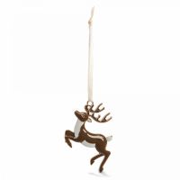 Игрушка елочная 8 см, металл, золотистая, Прыгающий олень, New year
