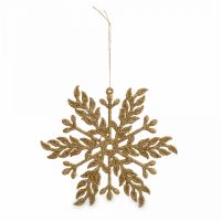 Игрушка елочная 15 см, пластик, шампань, Снежинка, New year