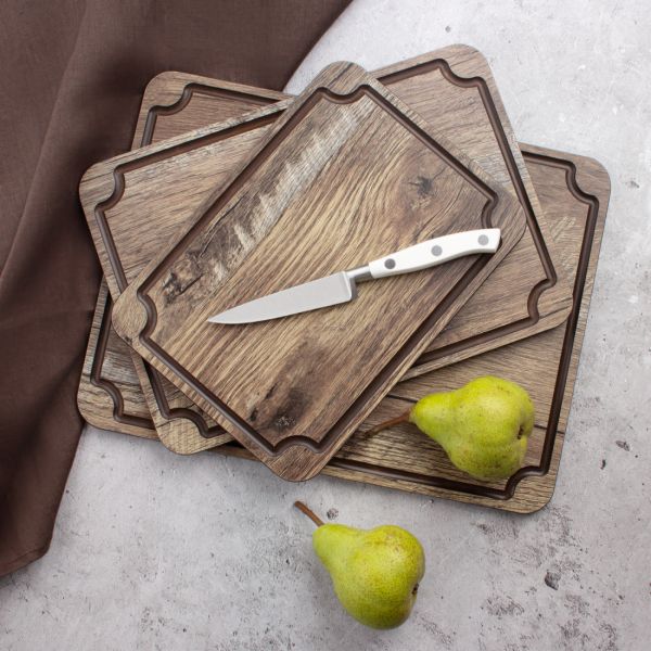 Доска для сервировки и нарезки с желобом, 29x20 см, дуб мореный, композитный материал, Surface, DSJ29200634KL6, ComposeEat