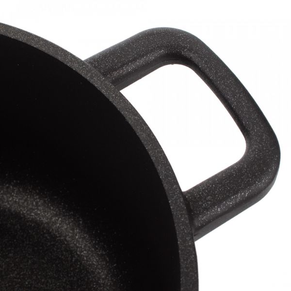 Кастрюля для индукционных плит с антипригарным покрытием 20 см, 3.5 л, литой алюминий с алмазным порошком, черный, Diamant Plus, 415.20, OLYMPIA